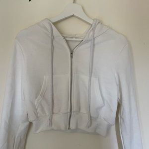 YesStyle Zip Up White Sweatshirt XS